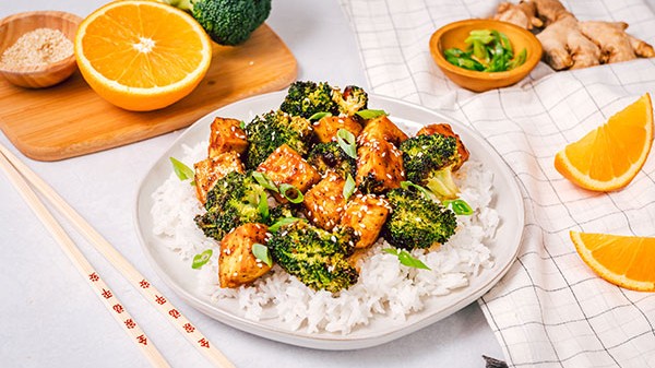 Image of Baked Orange Tofu and Broccoli