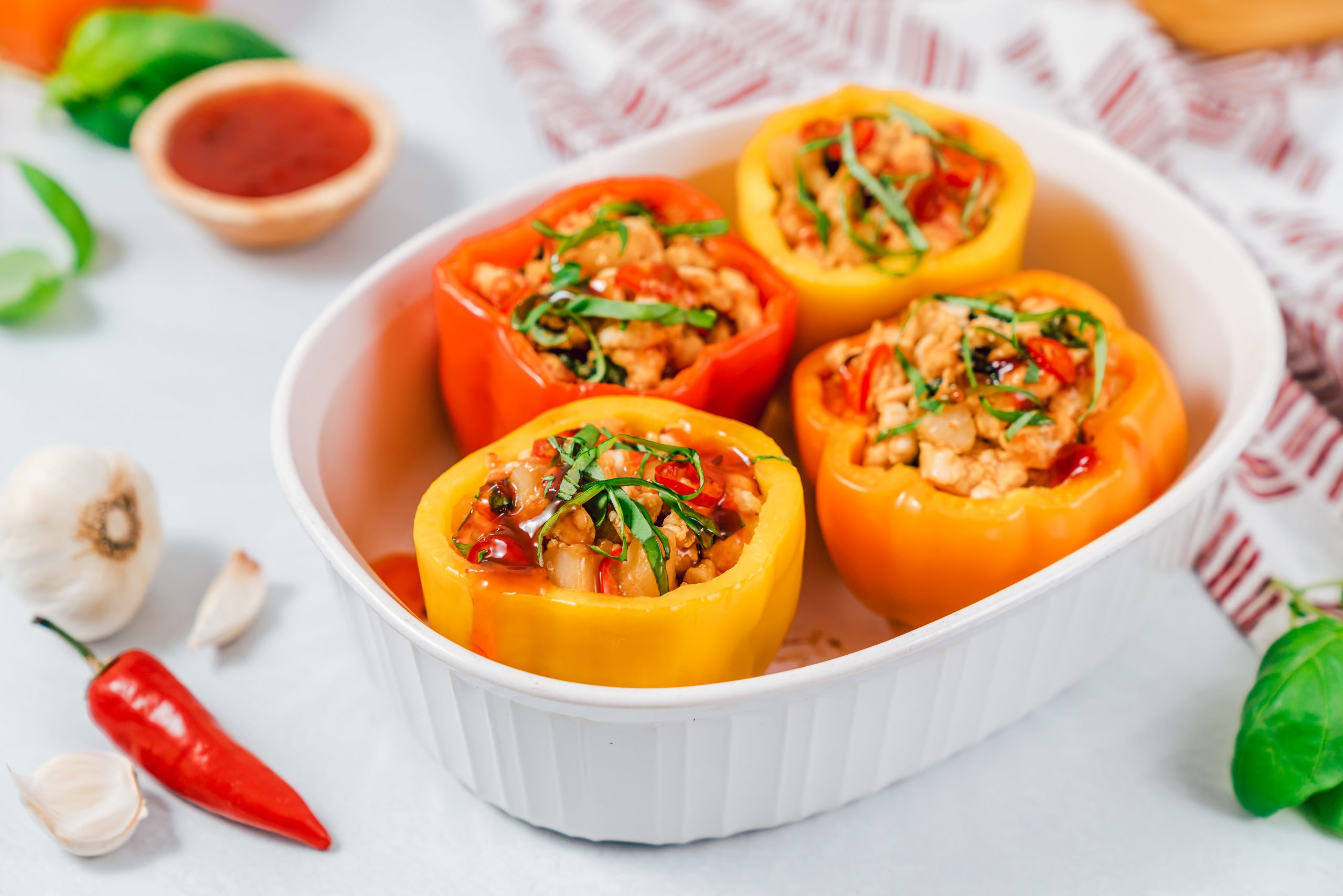 Image of Thai Style Chicken Stuffed Bell Peppers