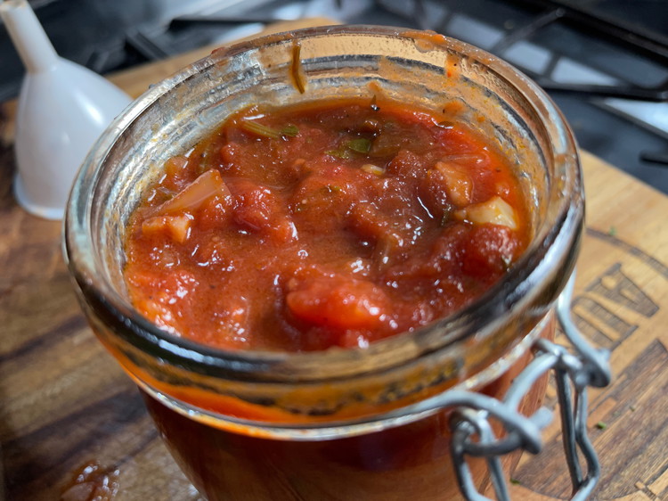 Image of Place sauce in a sealable jar and store until ready. Blitz the sauce if you prefer a smooth consistency