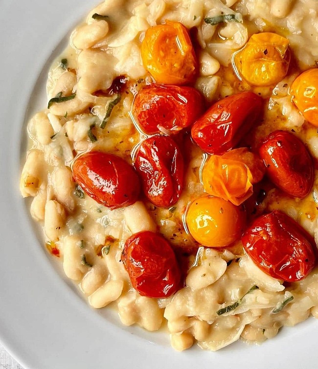 Image of Cannellini Beans with Sage + Roasted Tomatoes