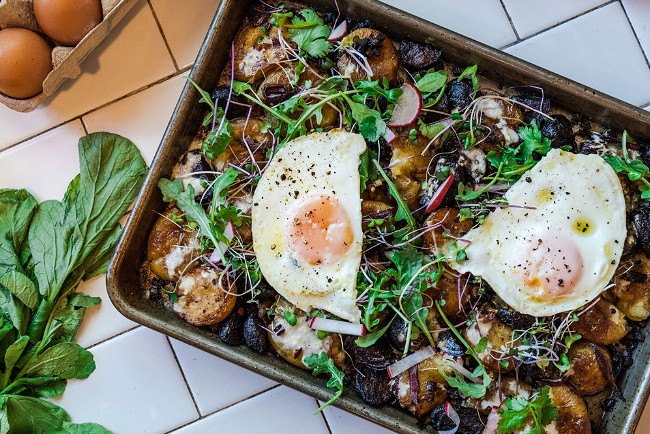 Image of Sheet Pan Red Flannel Hash with Creamy Horseradish