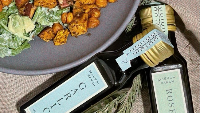 Image of Warm Chickpea and Sweet Potato Salad with Creamy Garlic Dressing