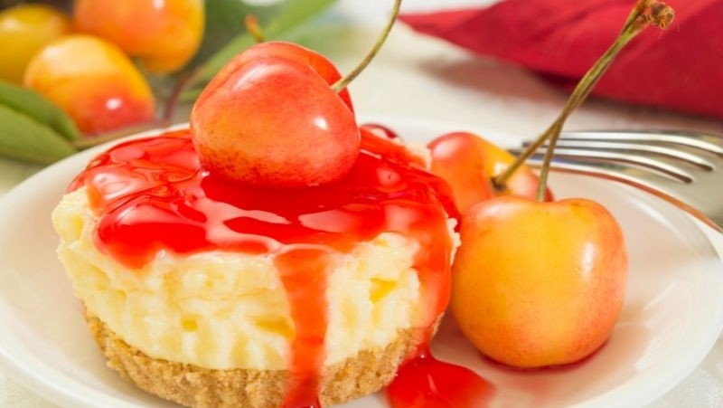 Image of Mini Cherry Cheesecakes With Orange Glaze