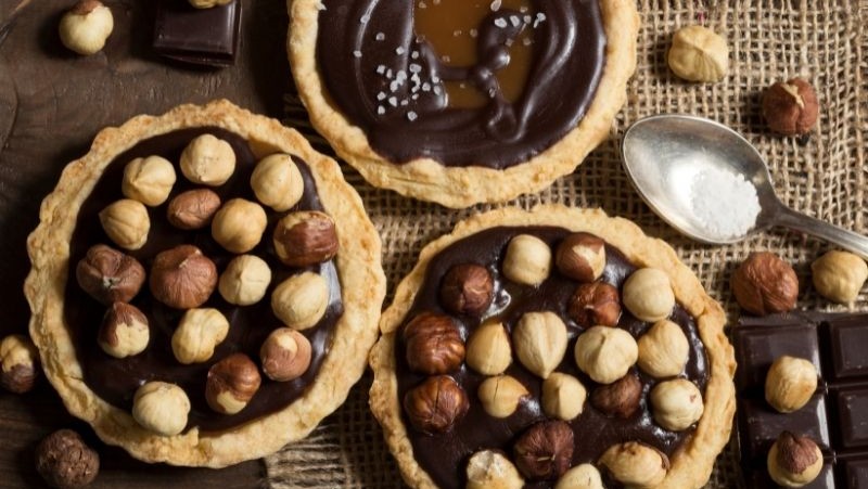 Image of Chocolate, Hazelnut, And Caramel Tart