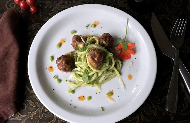 Image of Pizza Meatballs with Pesto Pasta