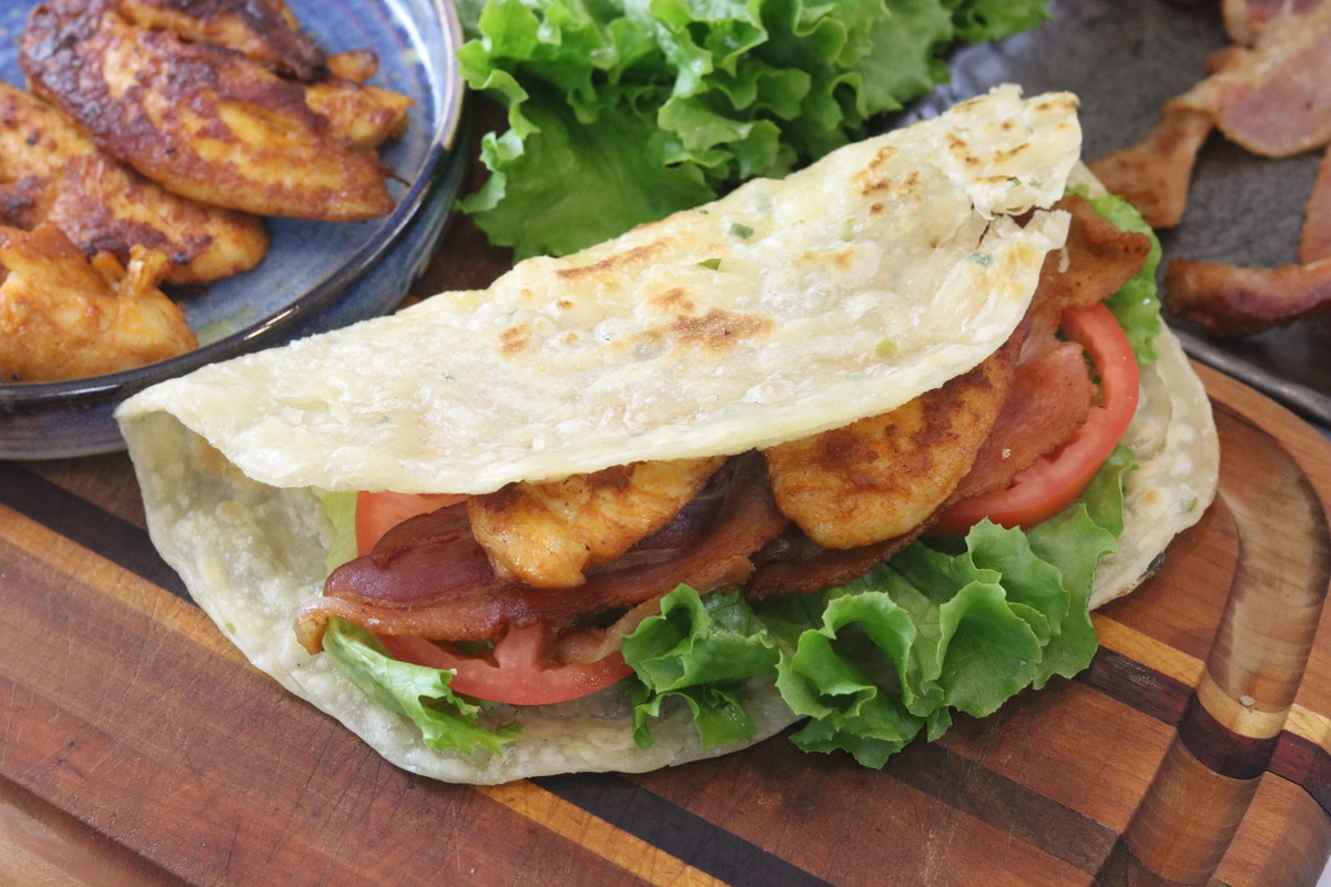 Taiwanese Chicken BLT Wrap Recipe – (Shou Zhua Bing / 手抓饼)