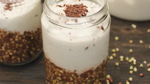 Image of Cacao buckwheat yogurt breakfast jars