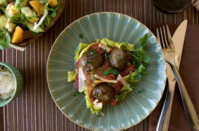 Image of Pappardelle and Pesto Meatballs