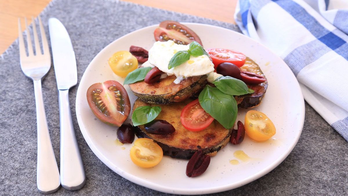 Image of Low Carb Crumbed Eggplant Stack