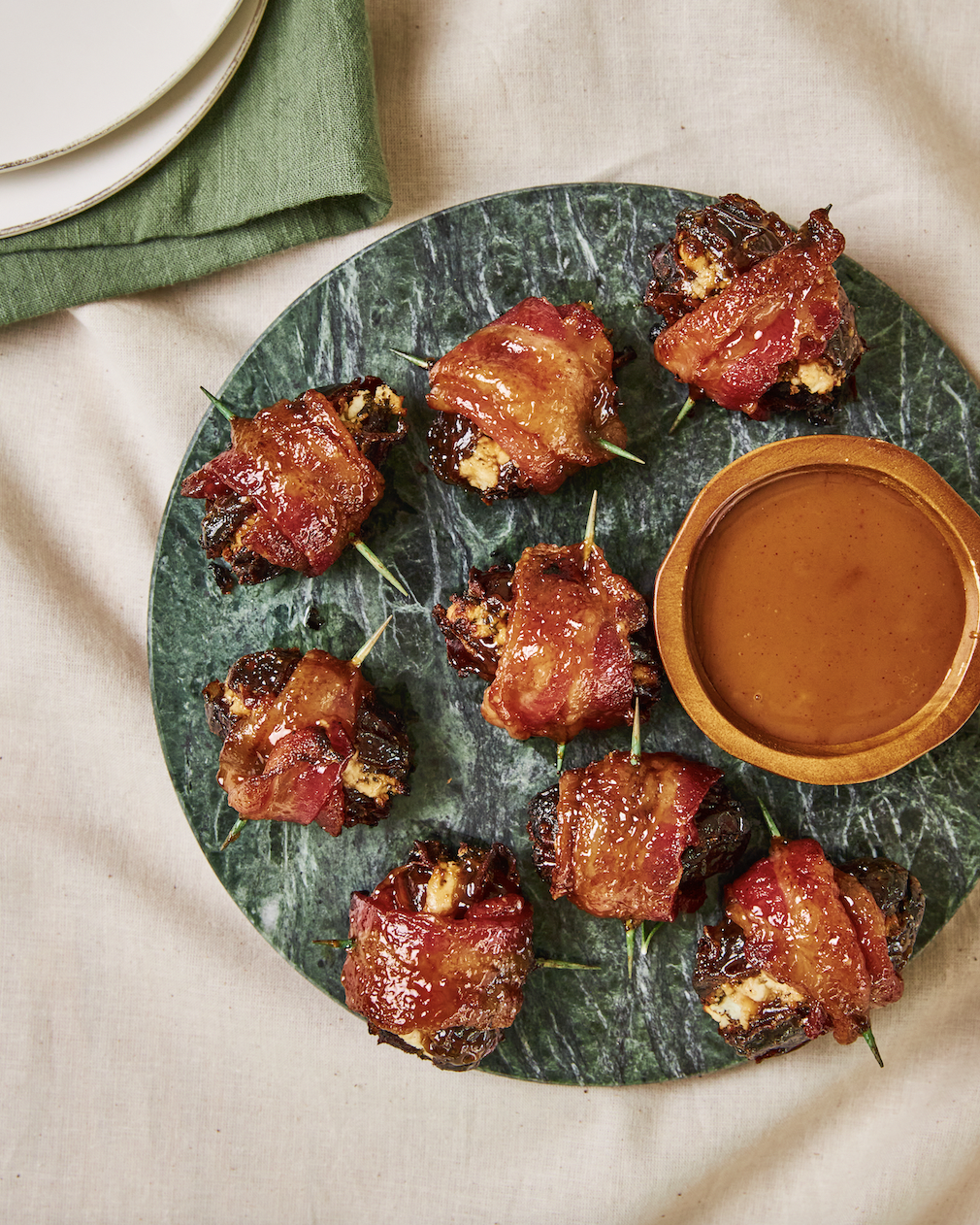 Image of Honey Dijon and Goat Cheese Bacon-Wrapped Dates 