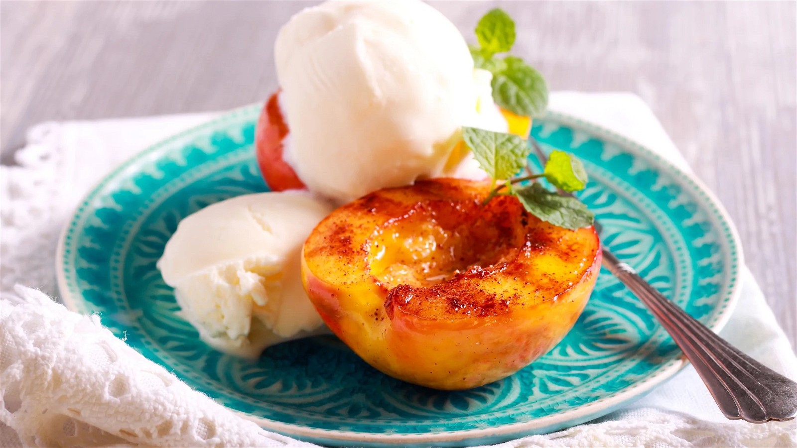 Image of Cinnamon Grilled Peaches and Ricotta & Honey