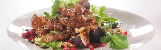 Image of Beef-Style Fig, Walnut and Pomegranate Salad