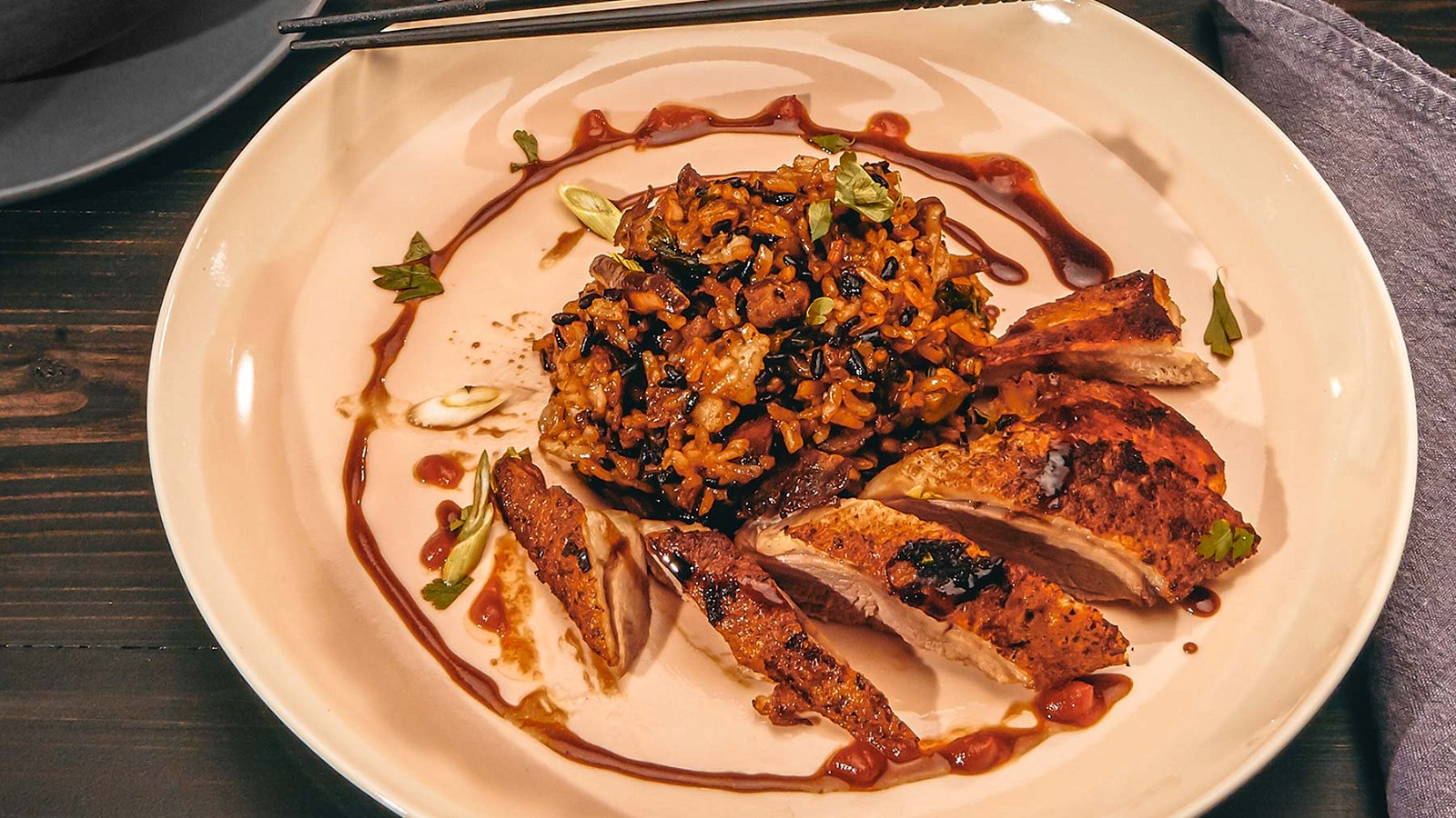 Image of Roasted Asian Duck Breast & Confit Fried Rice Duo