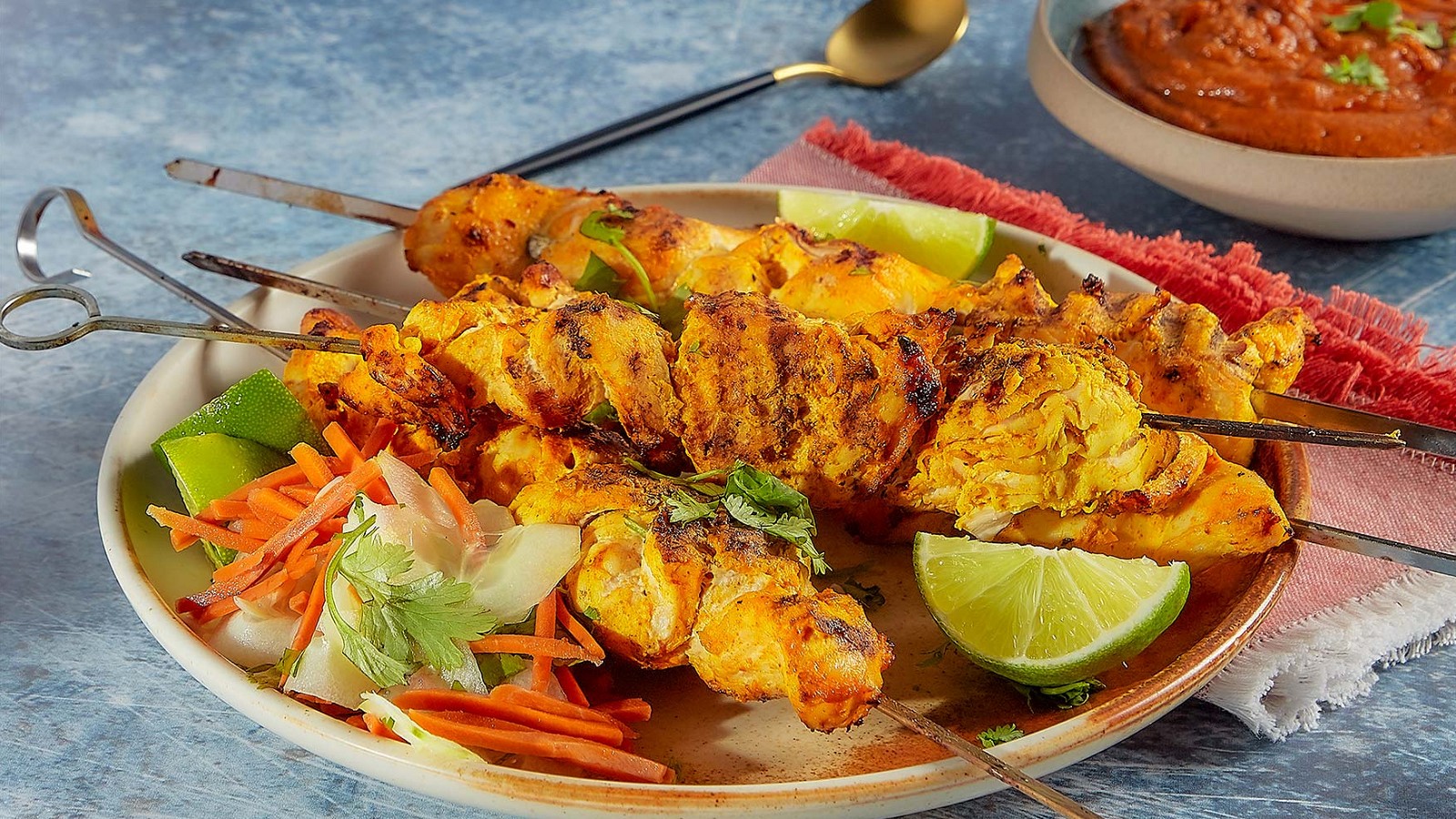 Image of Restaurant Style Thai Chicken Satay with Tangy Peanut Sauce 