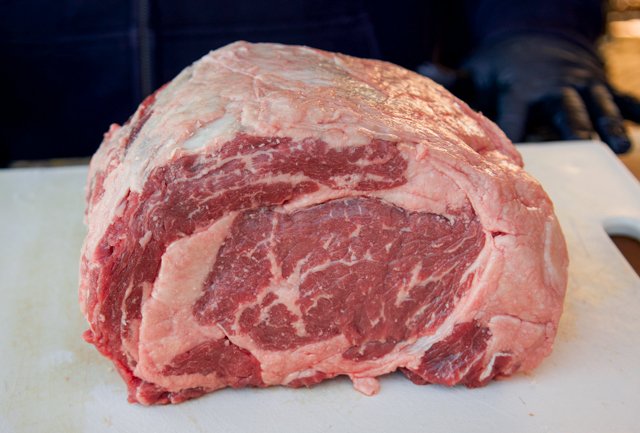 Image of Trim excess fat from prime rib roast and use butcher...