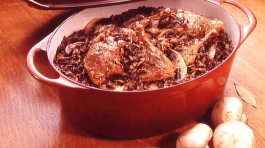 Image of Baked Goose or Duck in Mushroom Wild Rice