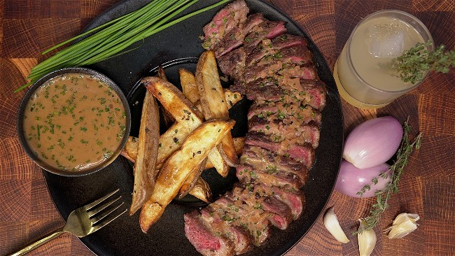 Image of NY Strip Steak Frites with Sauce Diane