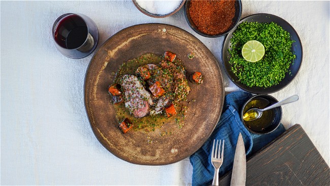 Image of Spiced Lamb Sirloin with Mom’s Rice and Slow-Roasted Sweet Carrots