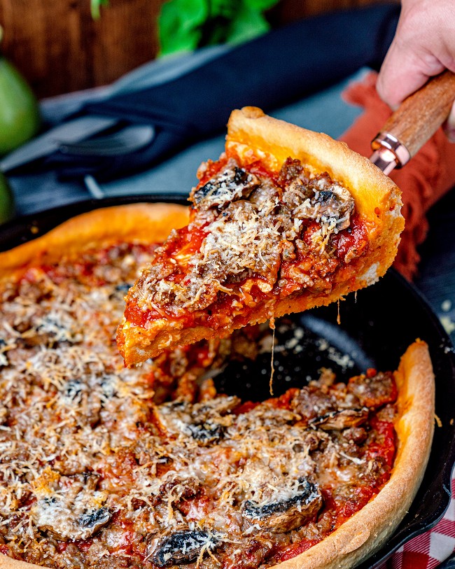 Image of Chicago Deep Dish Pizza with Nonna’s Black Truffle Tomato Sauce