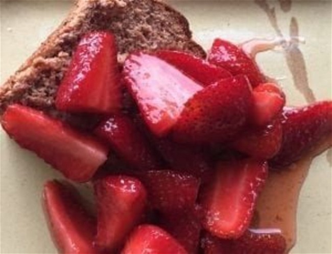 Image of Chocolate Angel Food Cake with Strawberries