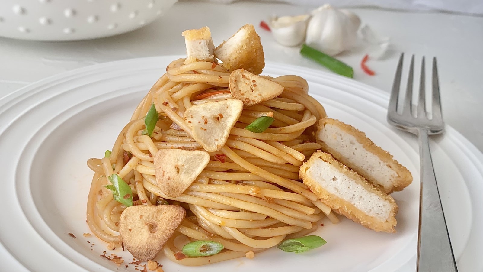 Image of Chicken Nuggets with Chili Garlic Noodles