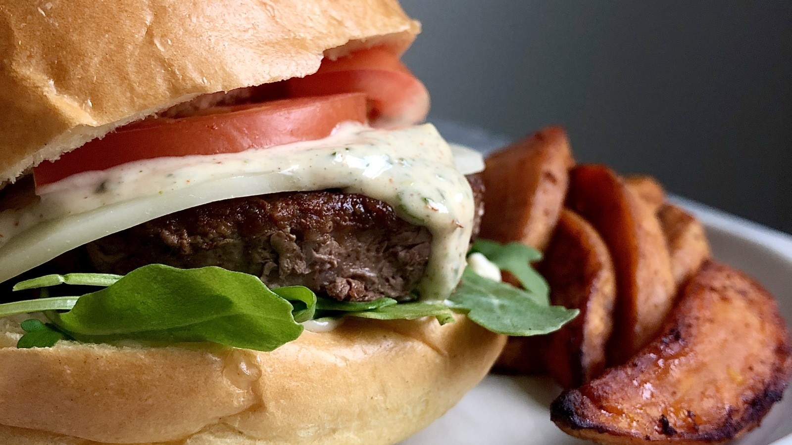 Image of Lamb Burgers with Sweet Potato Wedges