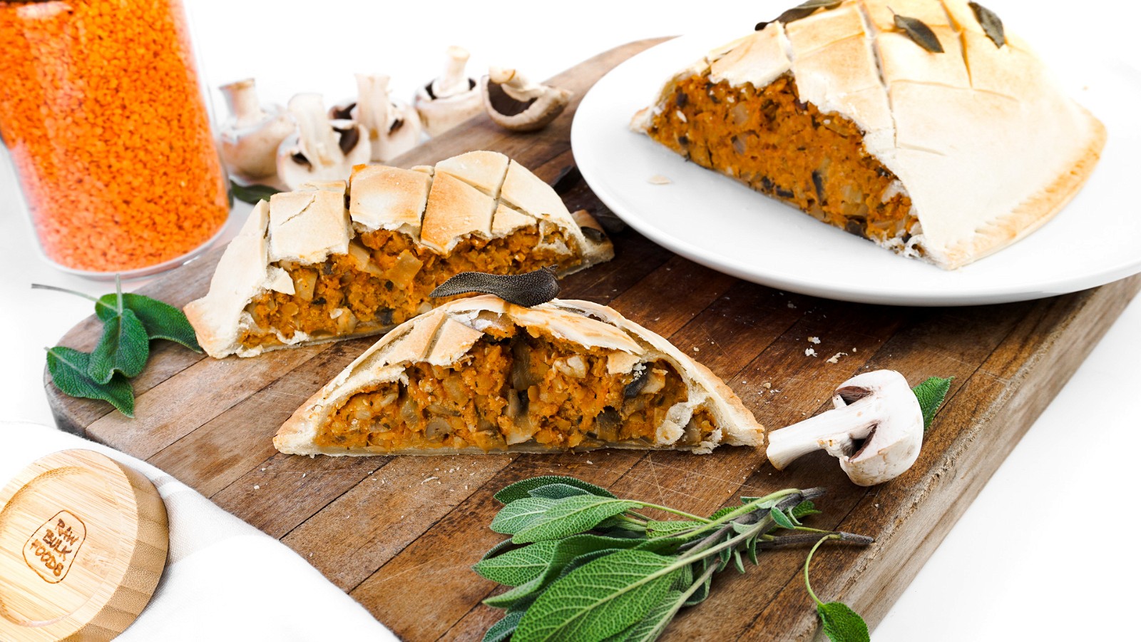 Image of Mushroom and Lentil Wellington w/ Homemade Pastry