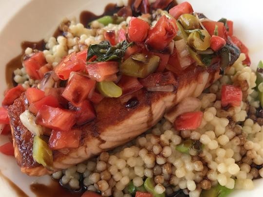 Image of Curried Couscous with Salmon and Brown Butter Vinaigrette