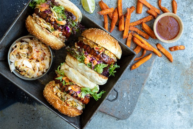 Image of Korean BBQ Burger with Kimchi 