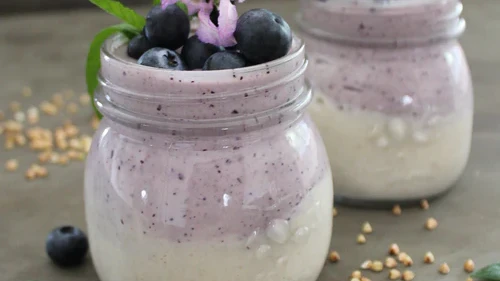Image of Cultured blueberry, buckwheat & cashew breakfast jars