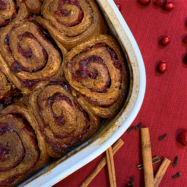 Image of Gingerbread Sweet Rolls with Cranberry Compote 