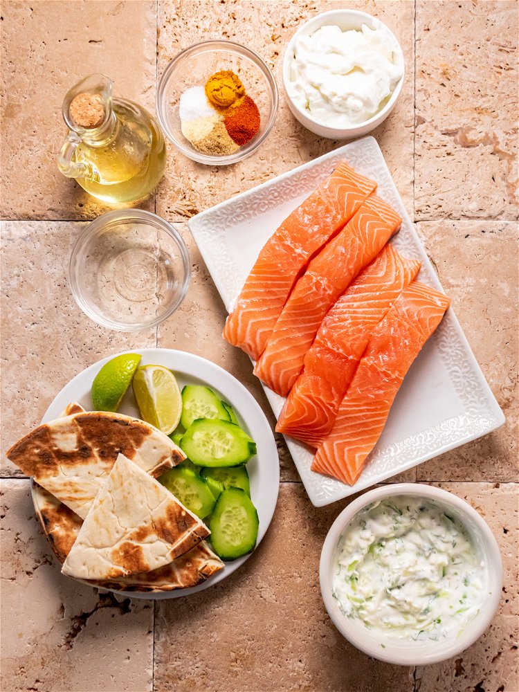 Image of Place salmon portions in a shallow dish.