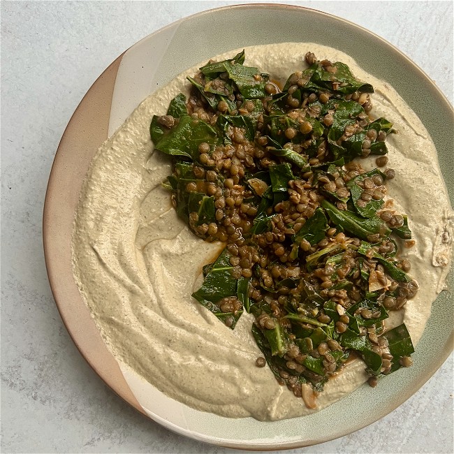 Image of Lentils and Collard Greens with Hummus
