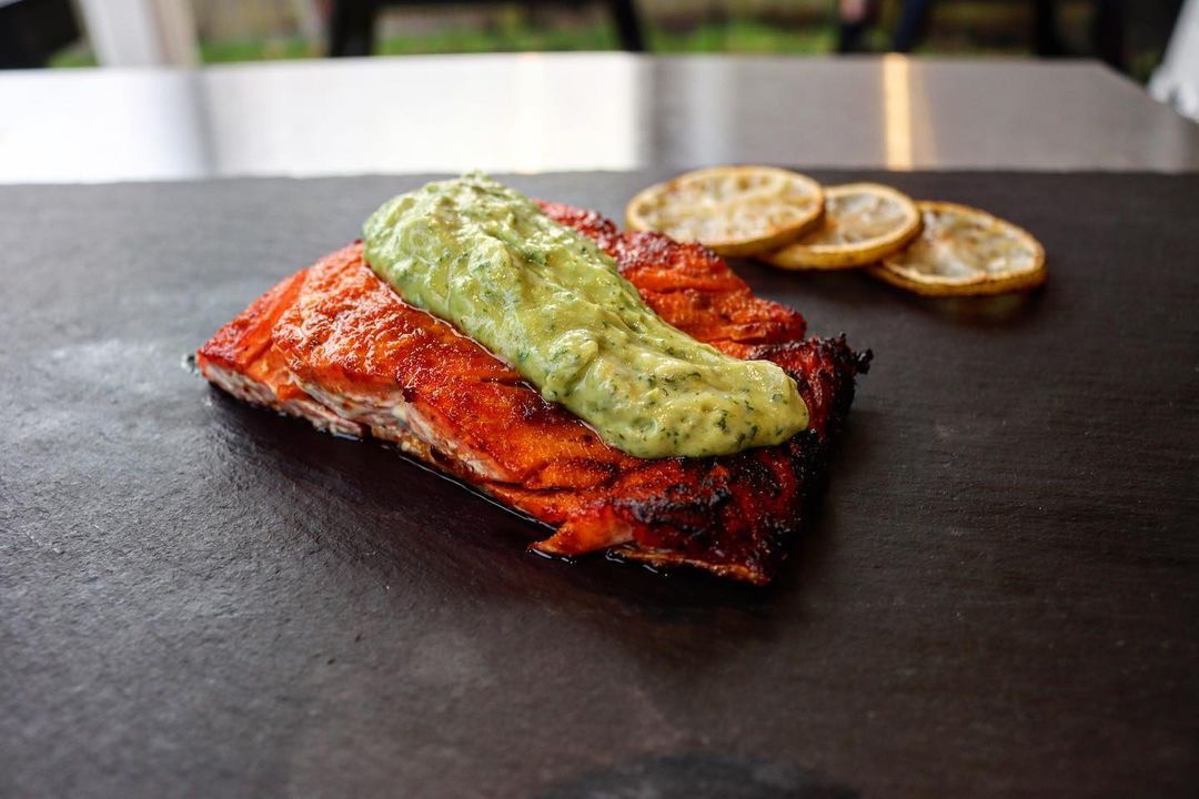 Smoked Salmon with Pesto Sauce