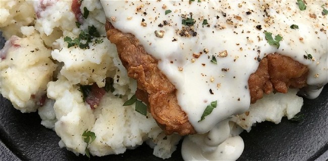 Image of Chicken Fried Elk Steak w/ Garlic Mashed Potatoes