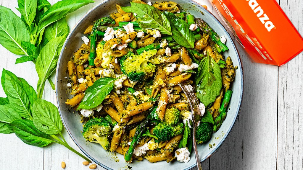 Image of Gluten-Free Chickpea Penne with Pesto, Broccoli and Asparagus