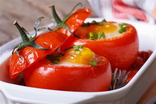 Image of Baked tomatoes stuffed with eggs