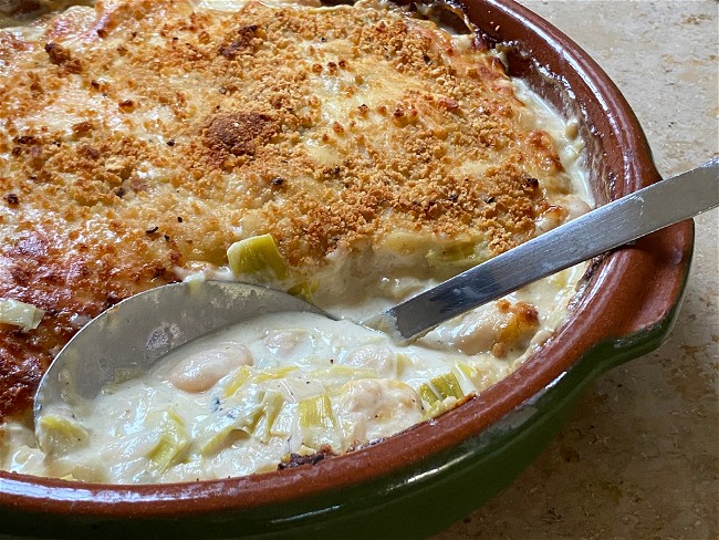 Image of Smoked Haddock, Leek + Butter Bean Pie
