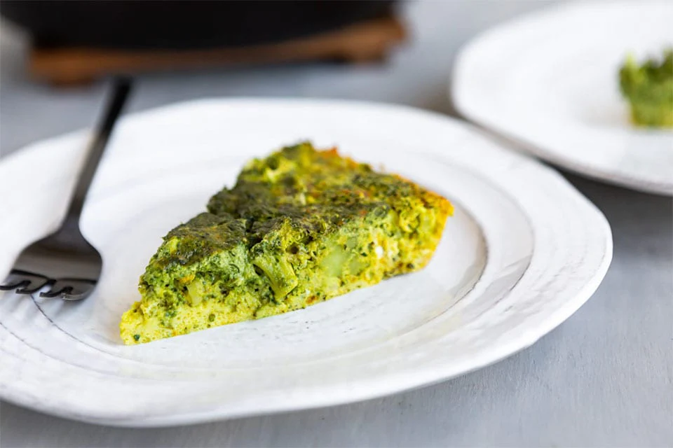 Broccoli Frittata with Creamed Pesto Swirl