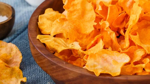 Image of Healthy sweet potato chips made in a dehydrator