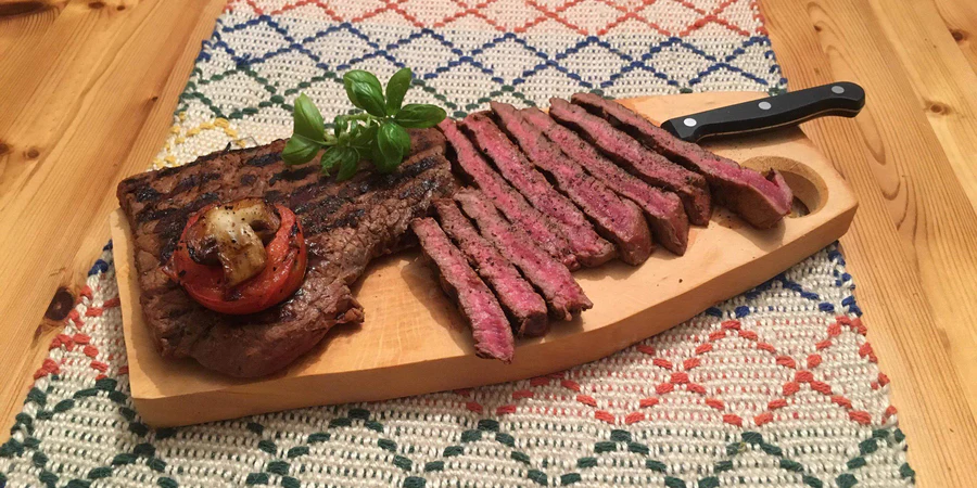 Sweet & Smoky Minute Steaks with Roasted Tomatoes and Lemon-Glazed Mushrooms
