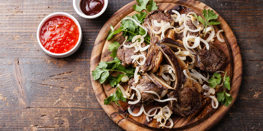 Lemon and Thyme Lamb Cutlets with Potato, Mint and Pea Salad Recipe