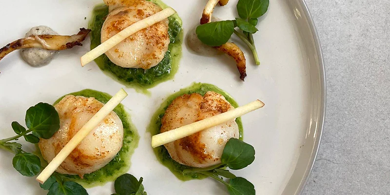 Han & Becks' Valentines Pan Fried Wild Scallops in Brown Butter 