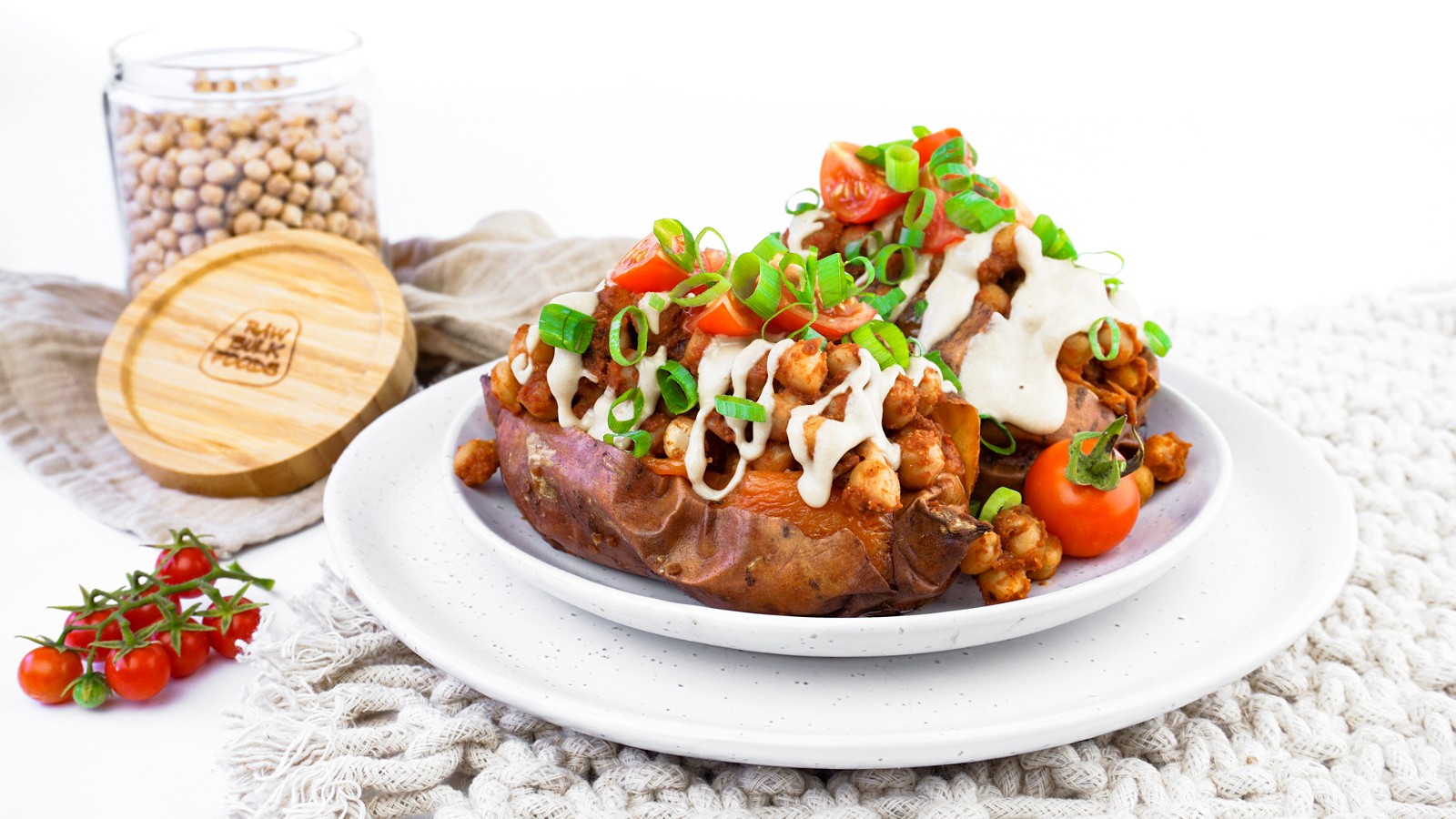 Image of Stuffed Sweet Potatoes with Mexican Spiced Chickpeas