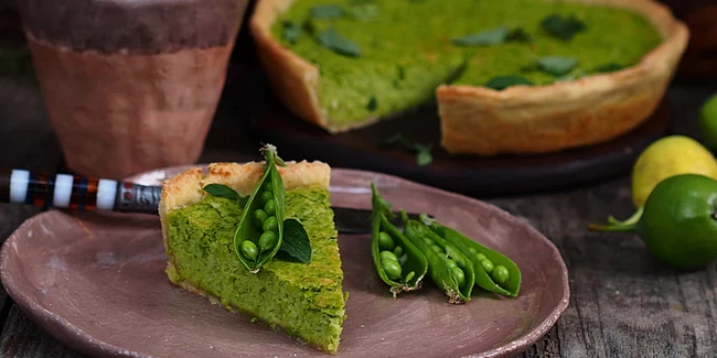 Image of Garden Pea, Spring Onion & Mint Tart