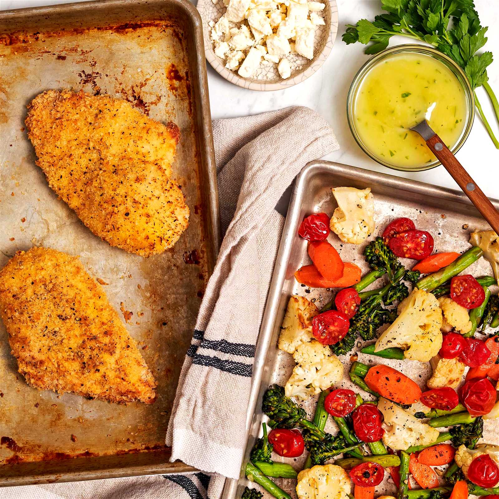 Image of Sheet Pan Chicken Filets with Greek Vegetables