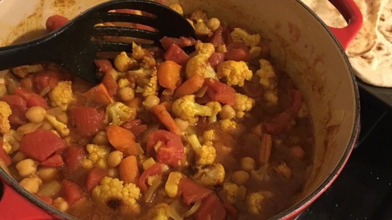 Image of Roasted Cauliflower and Chickpea Soup