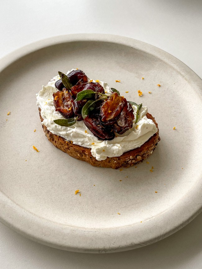 Image of Hot Dates on Whipped Ricotta and Mascarpone Toast