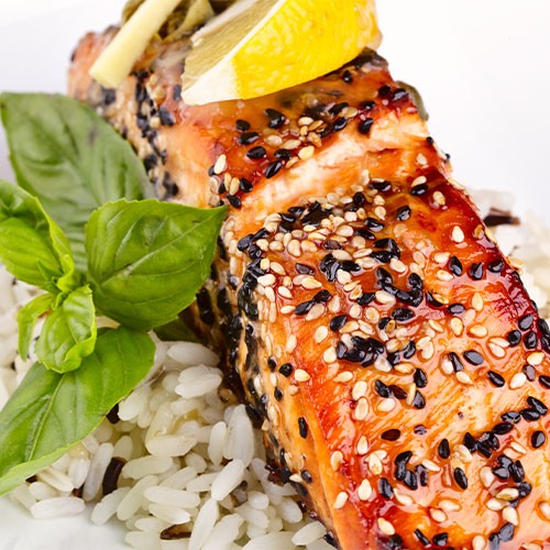 Image of Crispy Grilled Salmon with Sesame Honey Sauce