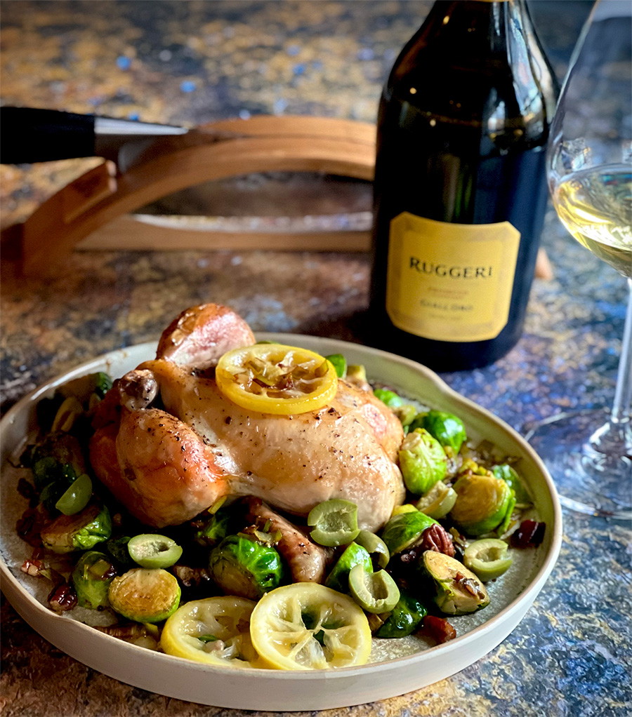 Artichoke & Garlic Roasted Game Hen with Winter Veggies